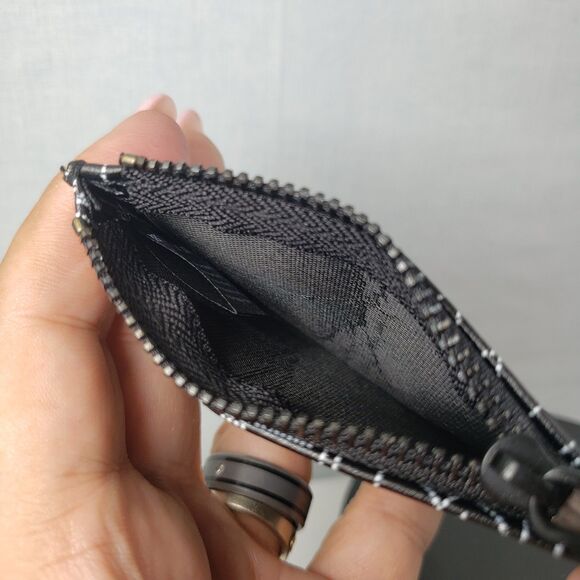 Badgley Mischka Black White Logo Monogram Mini Credit Card Holder Coin Wallet - Picture 10 of 14